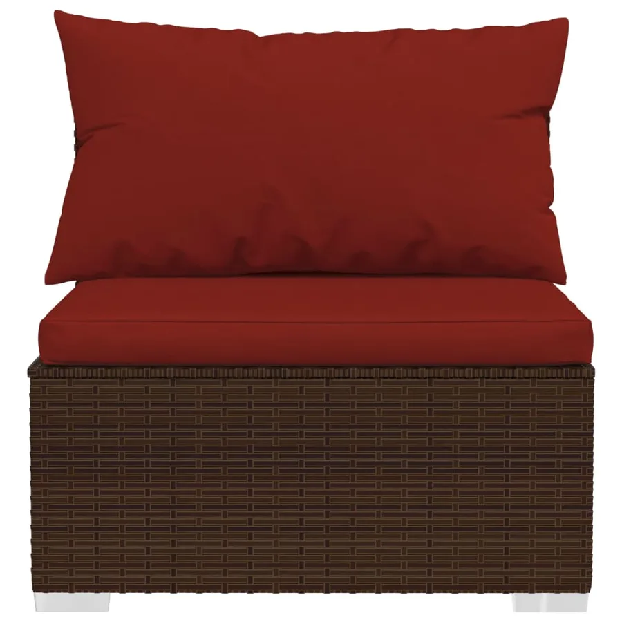 Salon de jardin 2 pcs avec coussins Résine tressée Marron - 4
