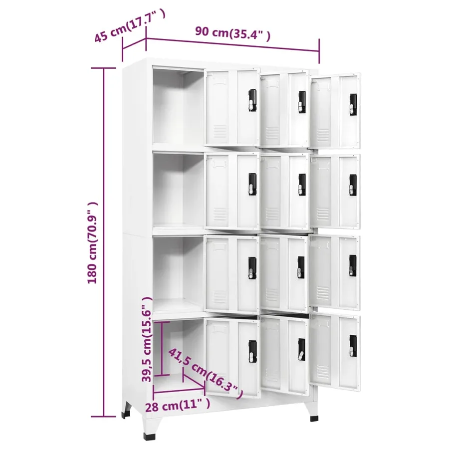 Armoire à casiers Blanc 90x45x180 cm Acier - 8