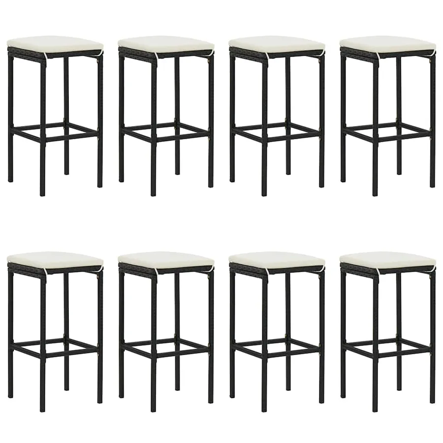Ensemble de bar de jardin 9 pcs avec coussins noir poly rotin - 4