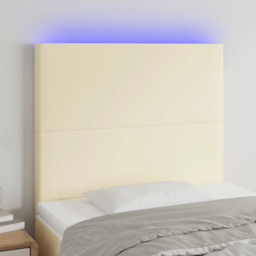 Tête de lit à LED Crème 90x5x118/128 cm Similicuir