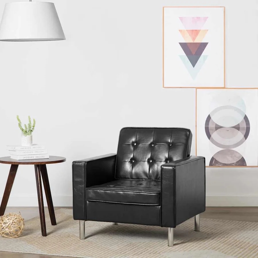 Fauteuil Noir 75x70x75 cm Similicuir