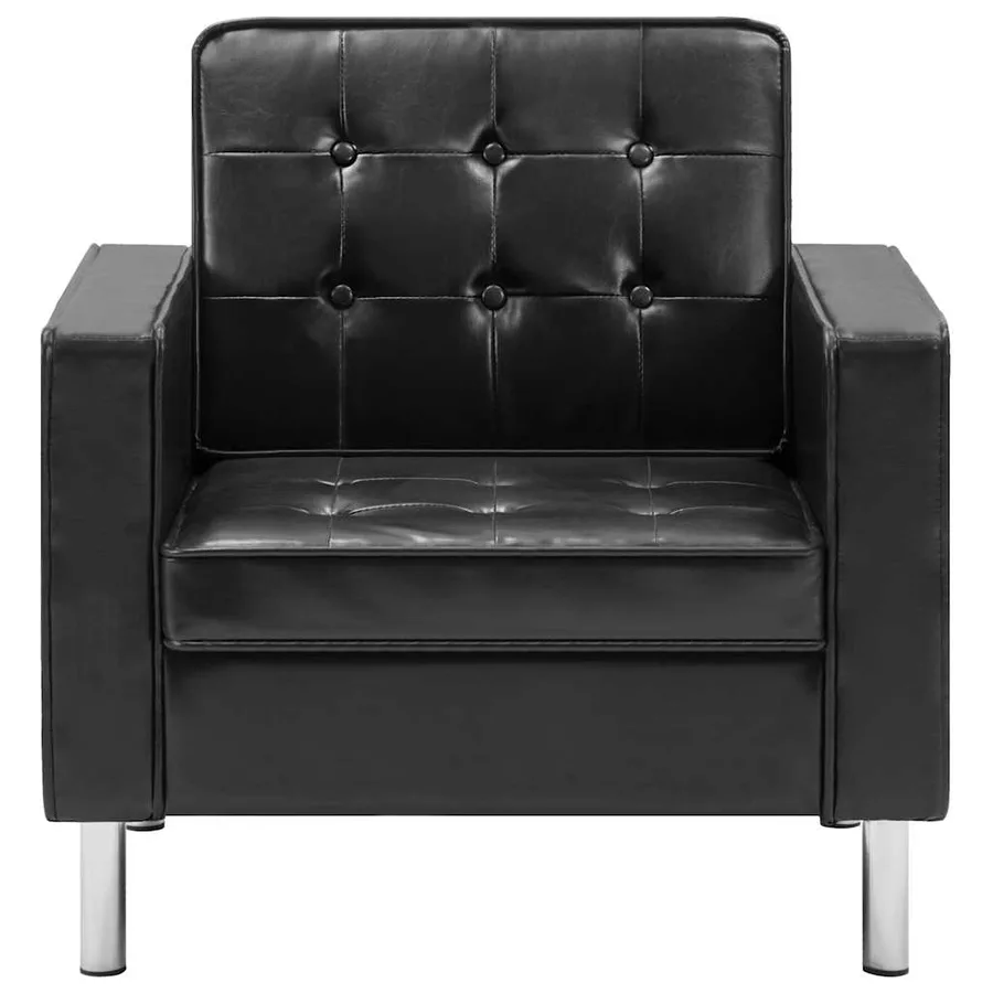 Fauteuil Noir 75x70x75 cm Similicuir - 3