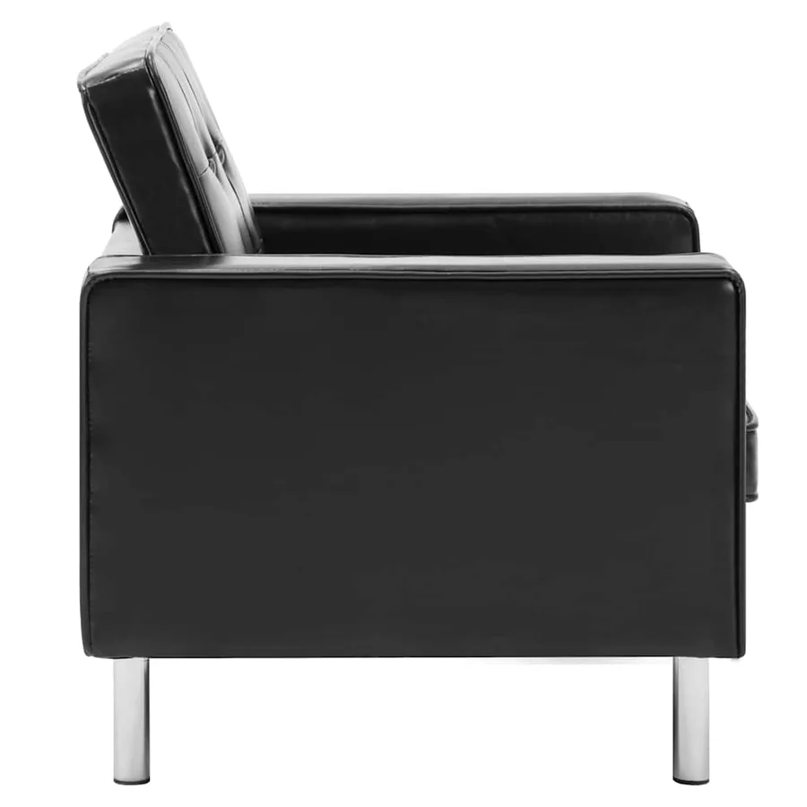 Fauteuil Noir 75x70x75 cm Similicuir - 4