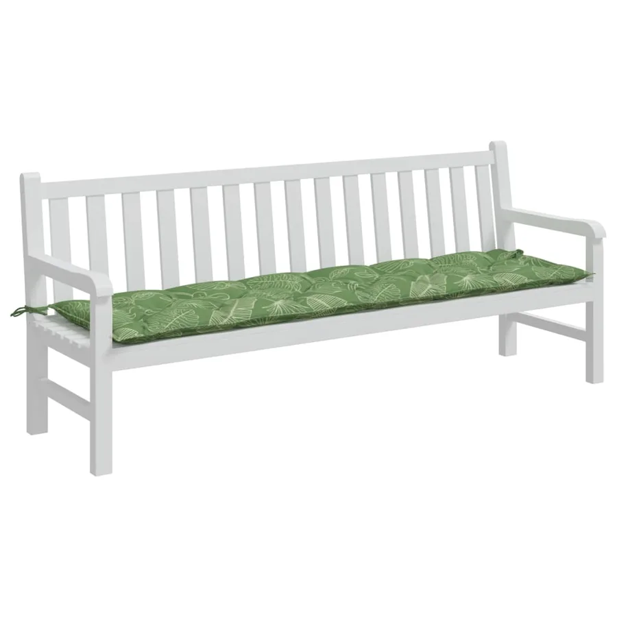 Coussin de banc de jardin motif de feuilles 200x50x7 cm tissu - 3