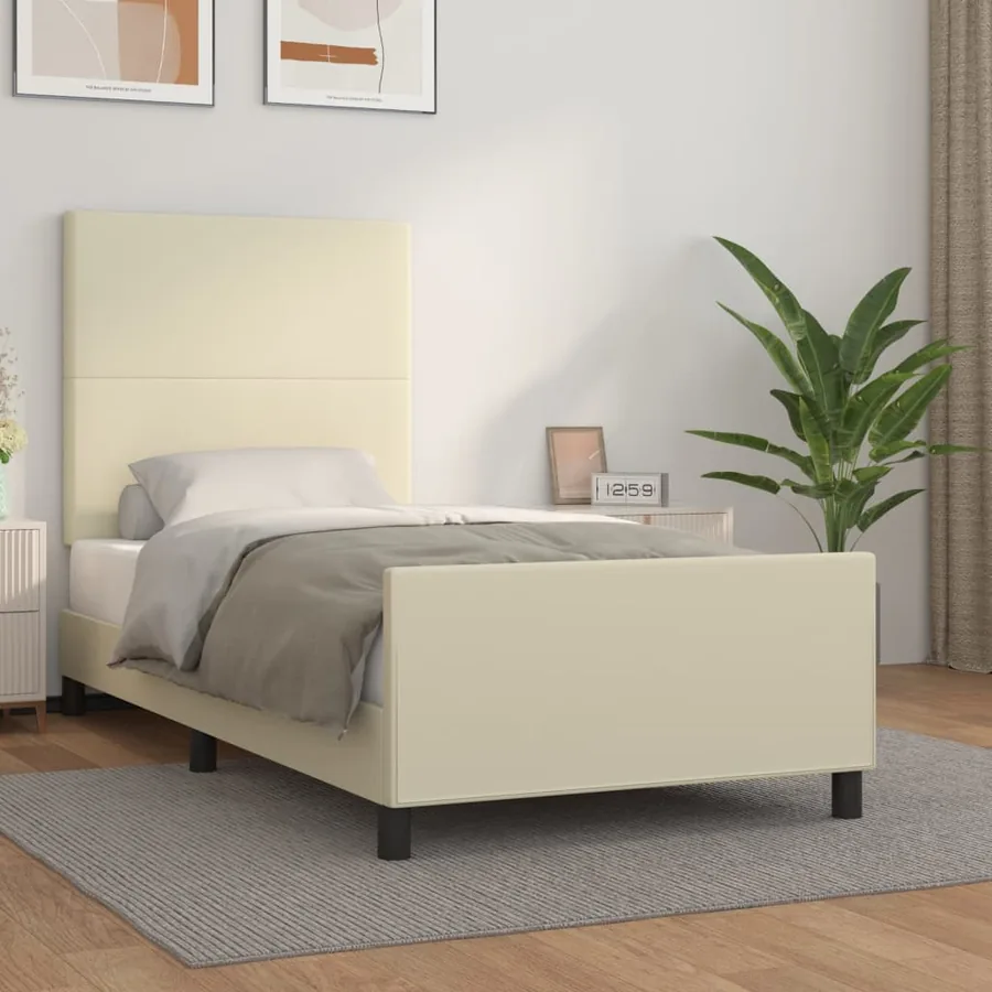 Cadre de lit sans matelas crème 90x190 cm similicuir