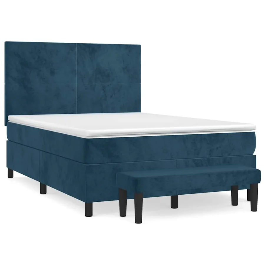 Sommier à lattes de lit et matelas Bleu foncé 140x190cm Velours - 2