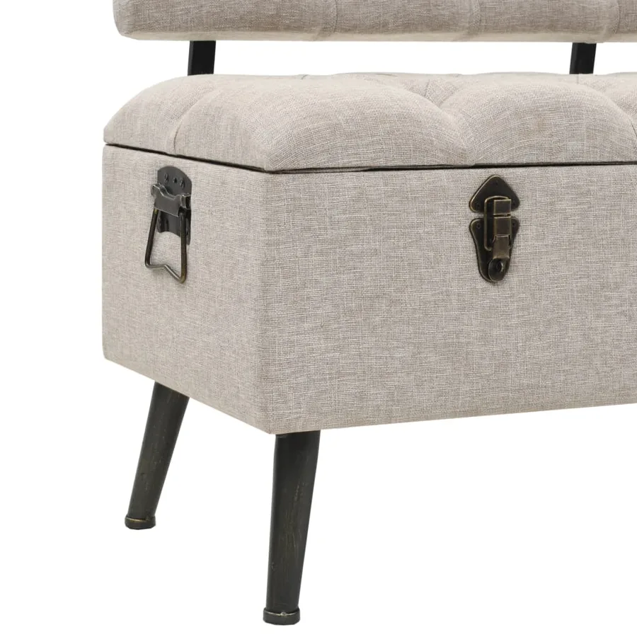 Banc de rangement avec dossier 110 cm Crème Tissu - 10