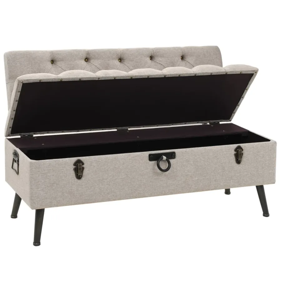 Banc de rangement avec dossier 110 cm Crème Tissu - 2
