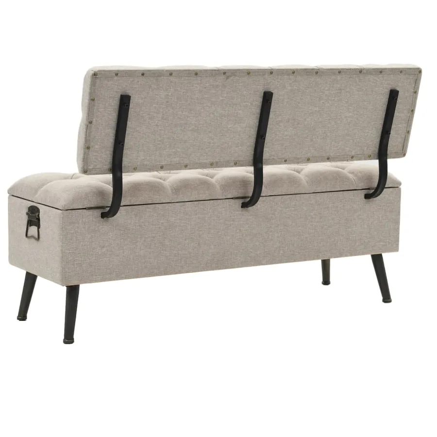 Banc de rangement avec dossier 110 cm Crème Tissu - 5