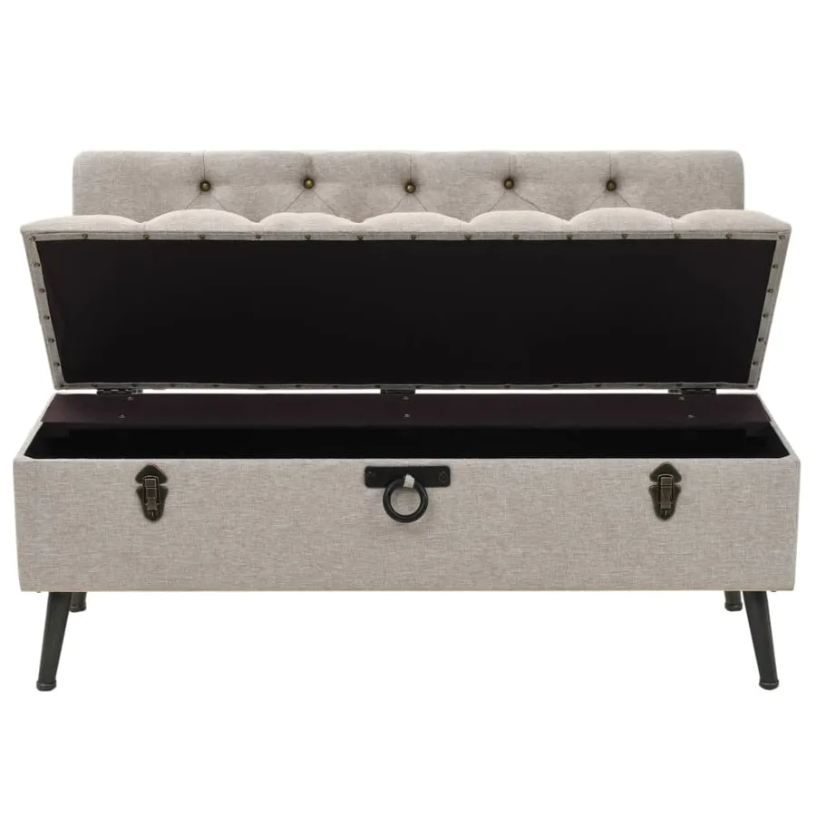 Banc de rangement avec dossier 110 cm Crème Tissu - 6