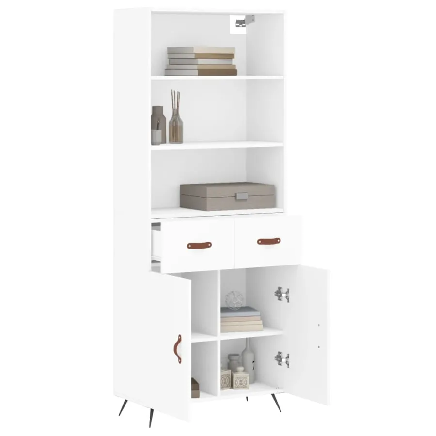 Buffet haut Blanc 69,5x34x180 cm Bois d'ingénierie - 12