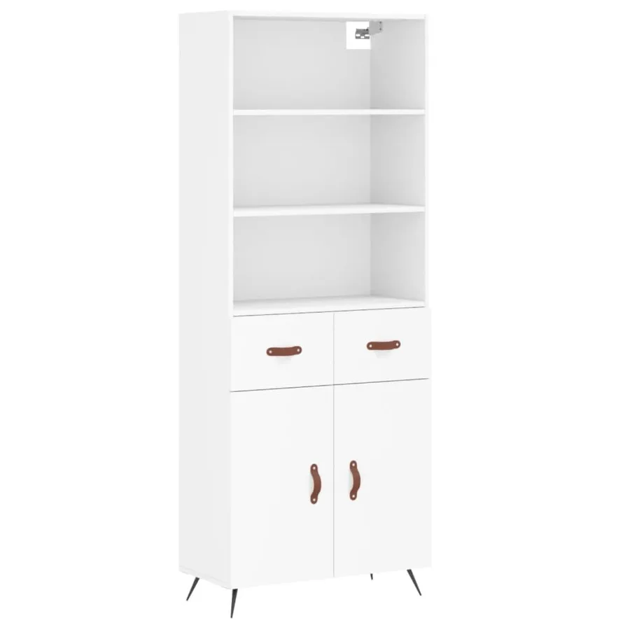 Buffet haut Blanc 69,5x34x180 cm Bois d'ingénierie - 2