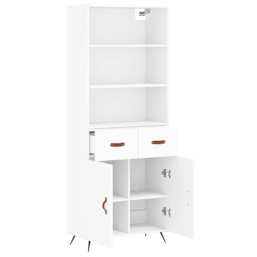 Buffet haut Blanc 69,5x34x180 cm Bois d'ingénierie - 3