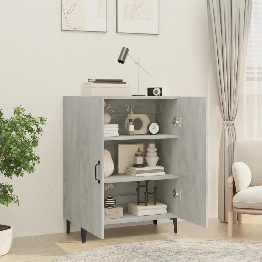 Buffet Gris béton 70x34x90 cm Bois d'ingénierie - 6