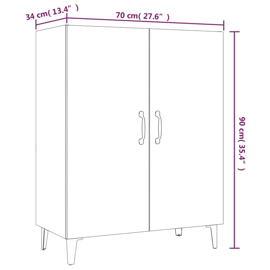 Buffet Gris béton 70x34x90 cm Bois d'ingénierie - 8