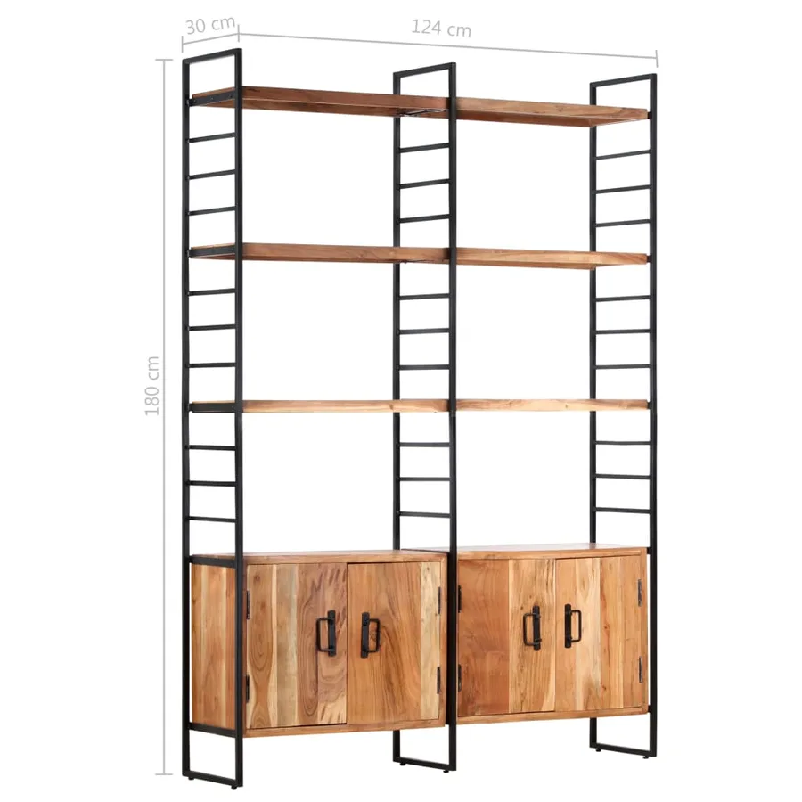 Bibliothèque à 4 niveaux 124x30x180 cm Bois d'acacia massif - 9