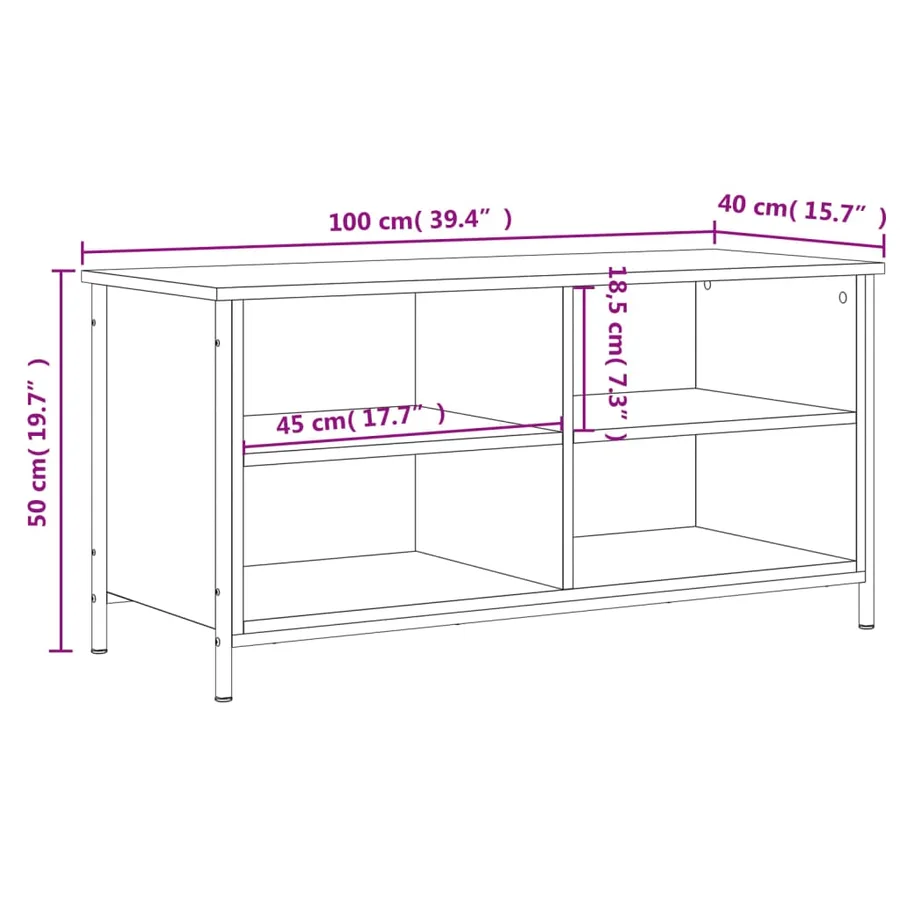 Meuble TV Chêne sonoma 100x40x50 cm Bois d'ingénierie - 9
