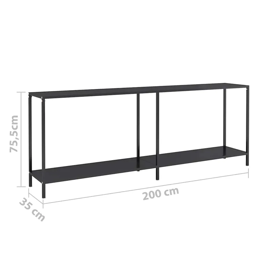Table console Noir 200x35x75,5 cm Verre trempé - 7