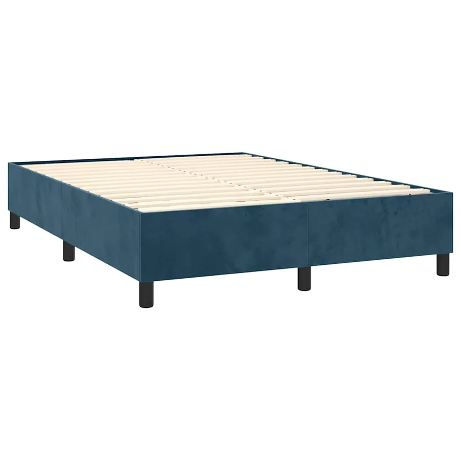 Sommier à lattes de lit et matelas Bleu foncé 140x200cm Velours - 4