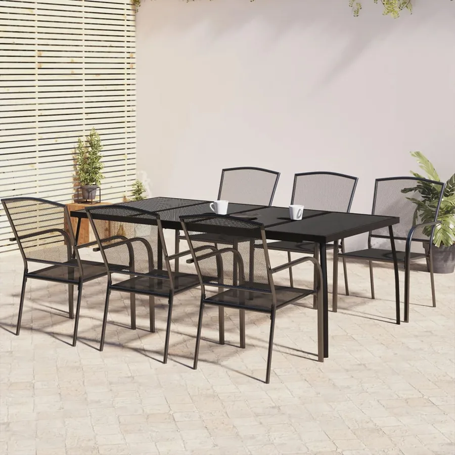 Ensemble à manger de jardin 7 pcs anthracite acier
