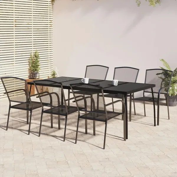 Ensemble à manger de jardin 7 pcs anthracite acier
