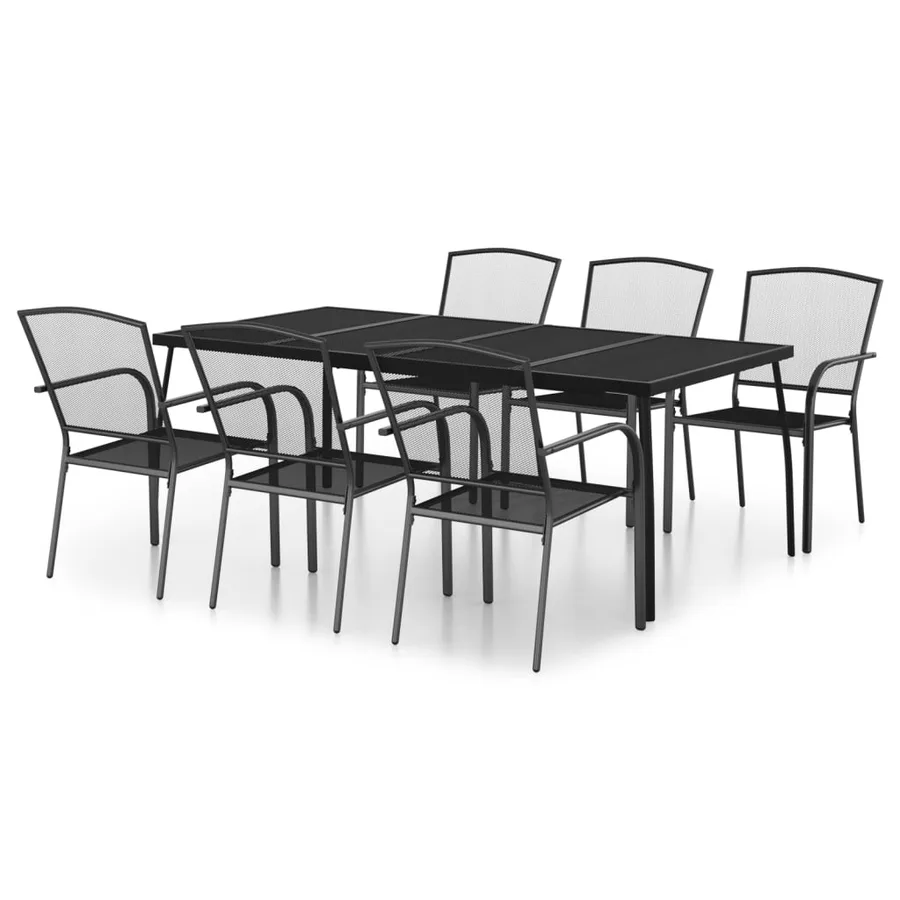 Ensemble à manger de jardin 7 pcs anthracite acier - 2
