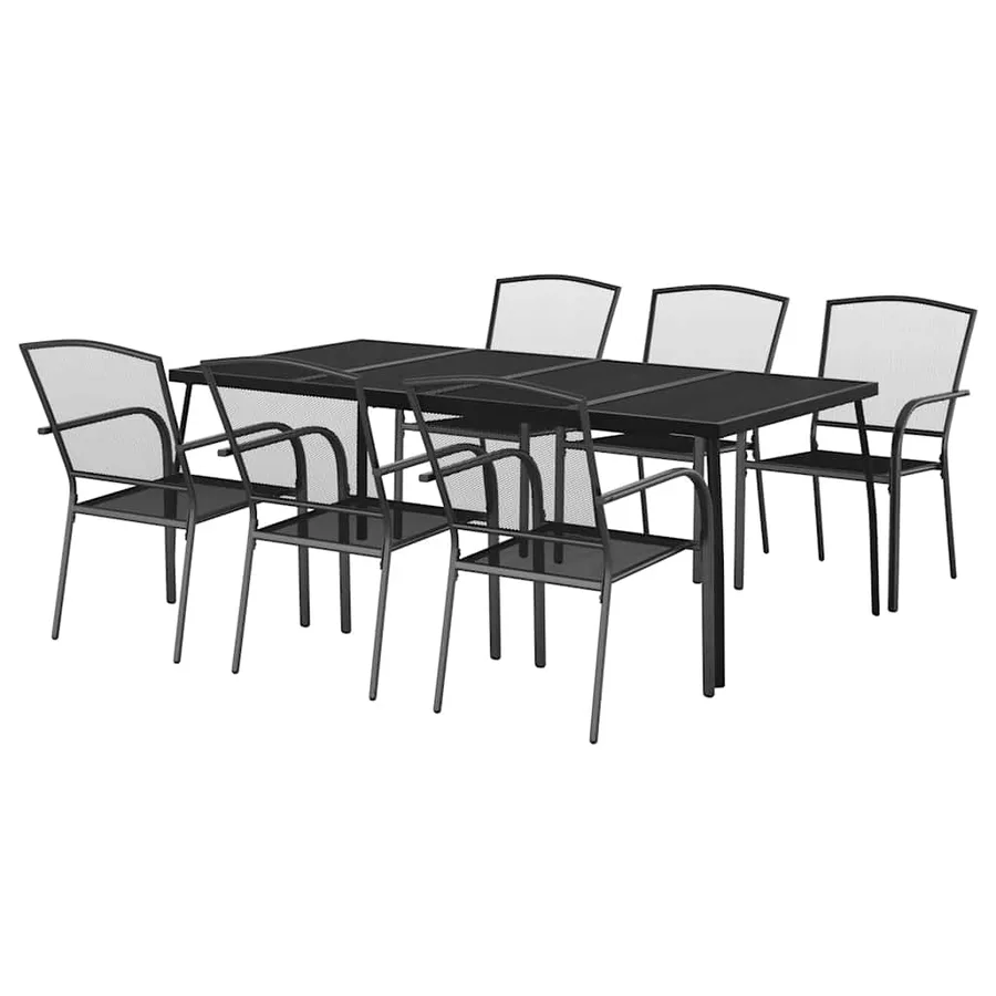 Ensemble à manger de jardin 7 pcs anthracite acier - 3