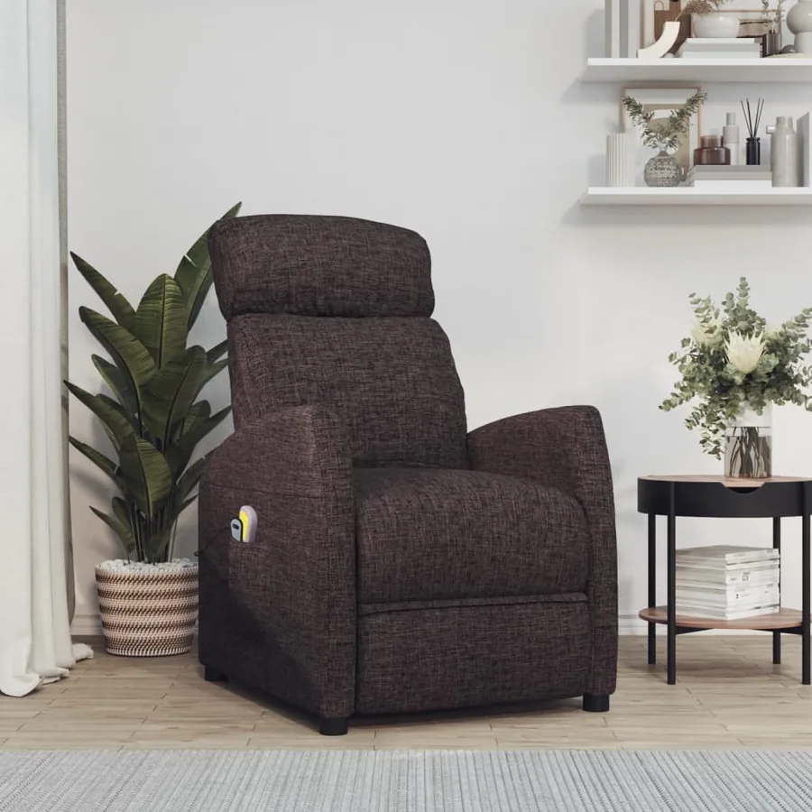 Fauteuil électrique de massage Marron foncé Tissu