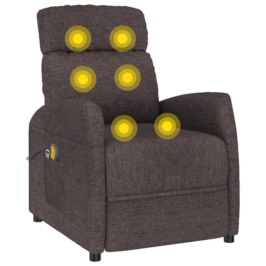 Fauteuil électrique de massage Marron foncé Tissu - 7