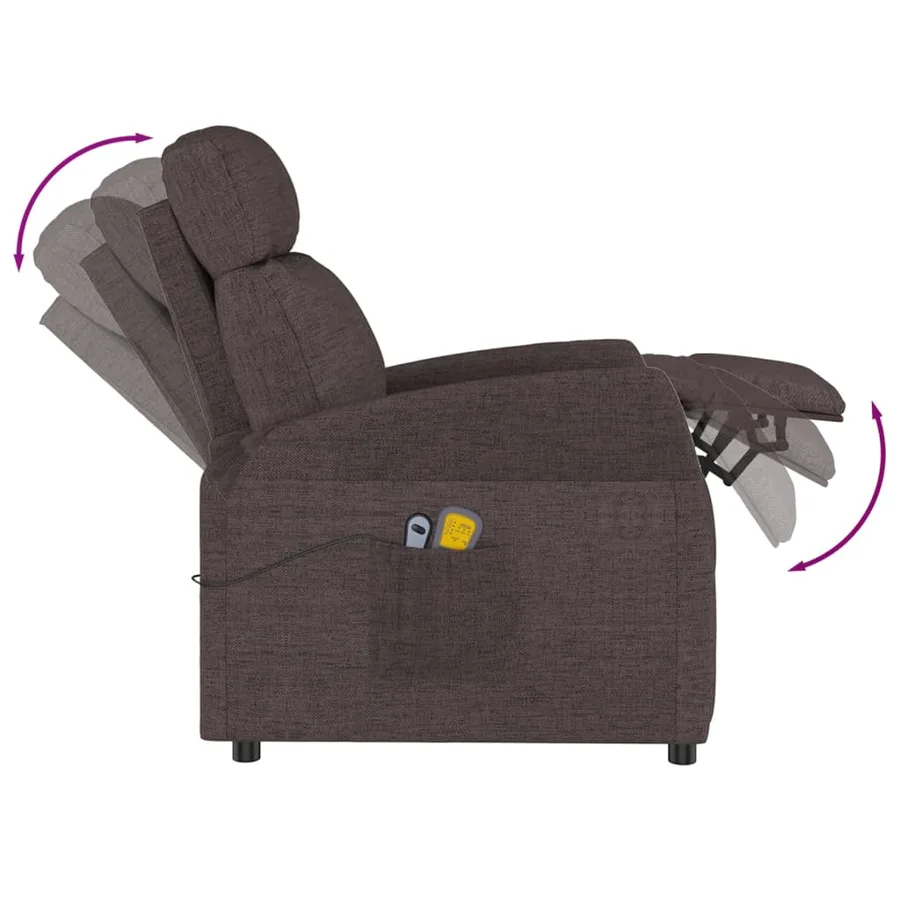 Fauteuil électrique de massage Marron foncé Tissu - 8