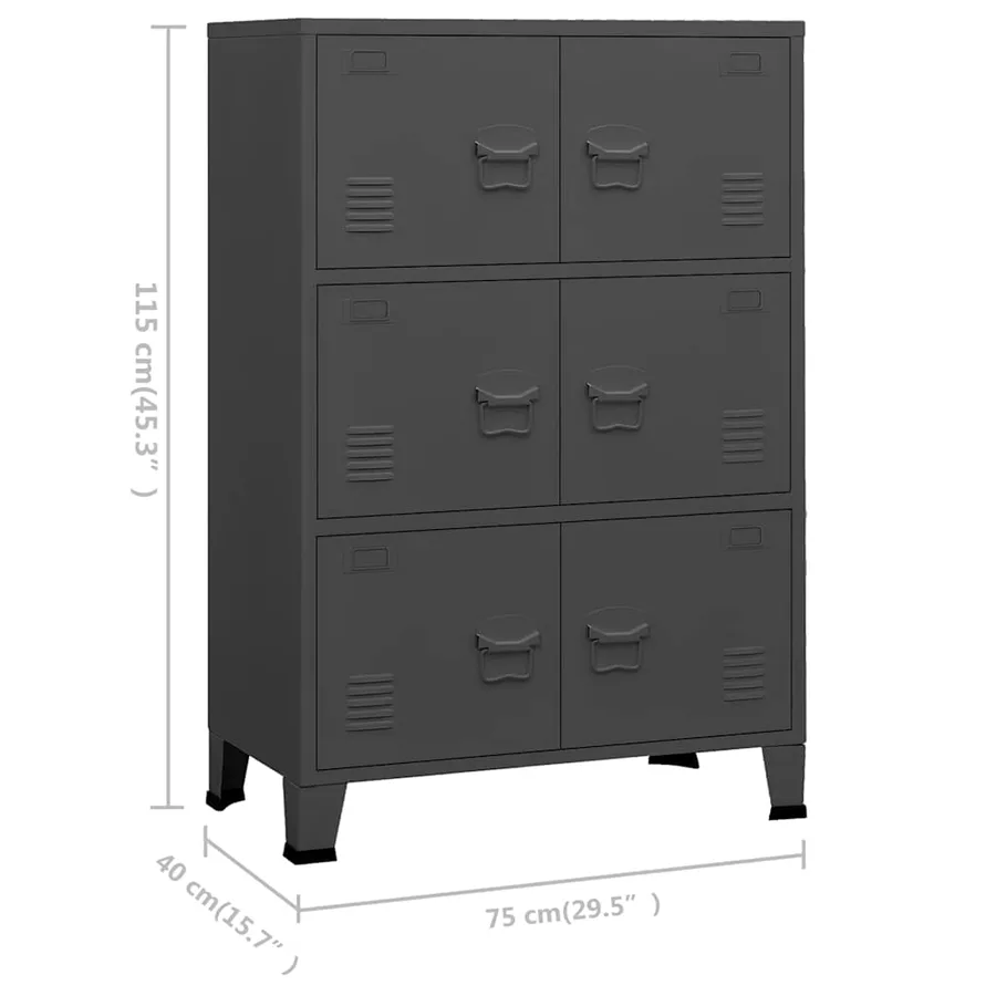 Coffre de rangement industriel Anthracite 75x40x115 cm Métal - 10