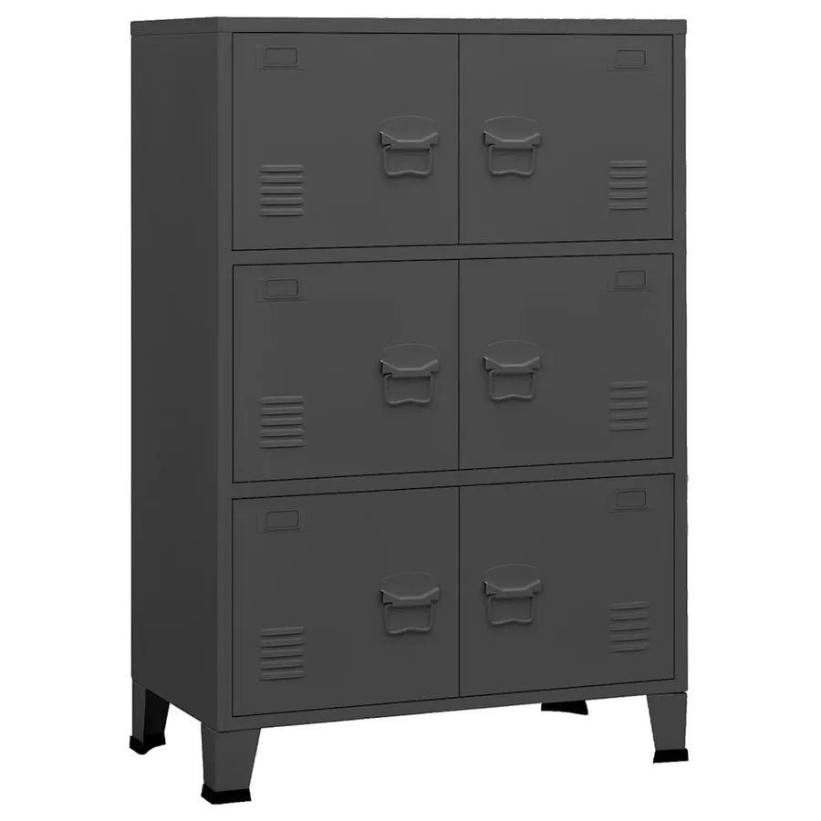 Coffre de rangement industriel Anthracite 75x40x115 cm Métal - 2