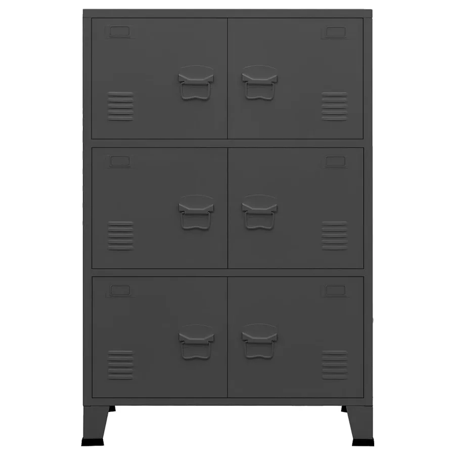 Coffre de rangement industriel Anthracite 75x40x115 cm Métal - 4