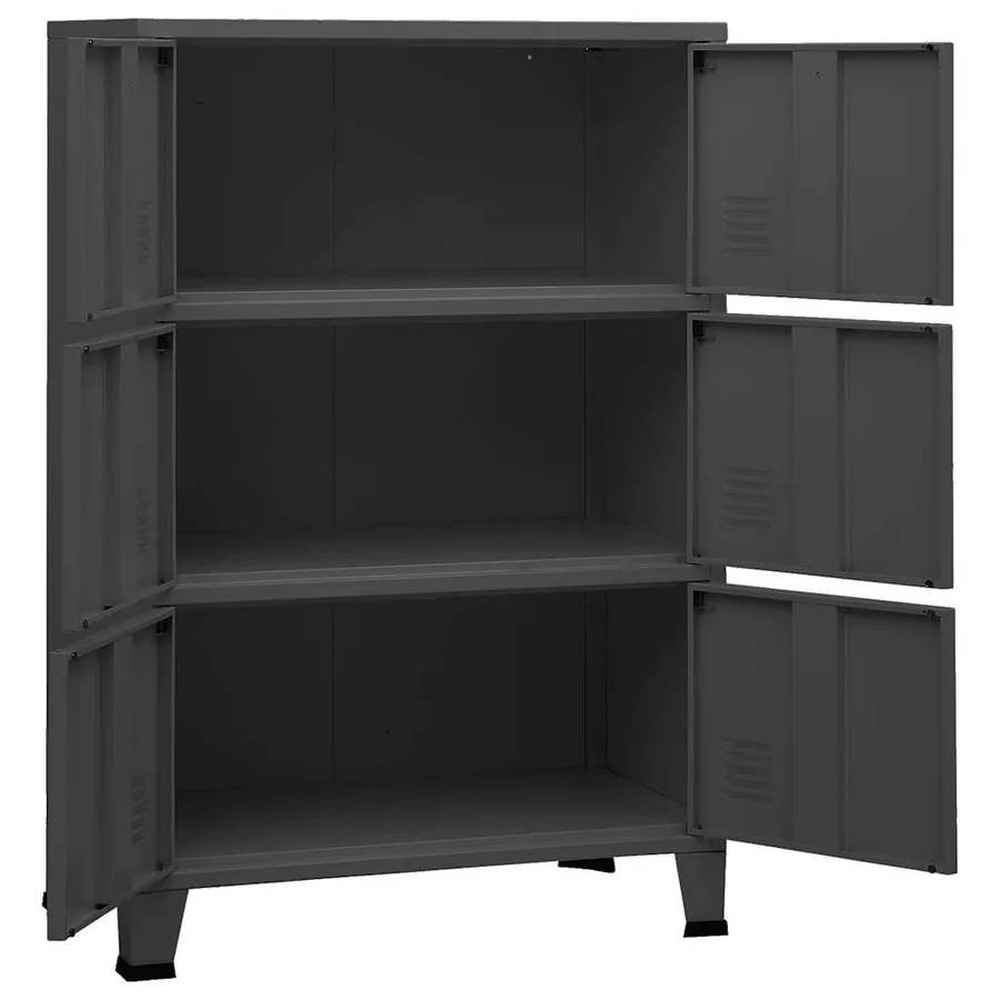 Coffre de rangement industriel Anthracite 75x40x115 cm Métal - 7