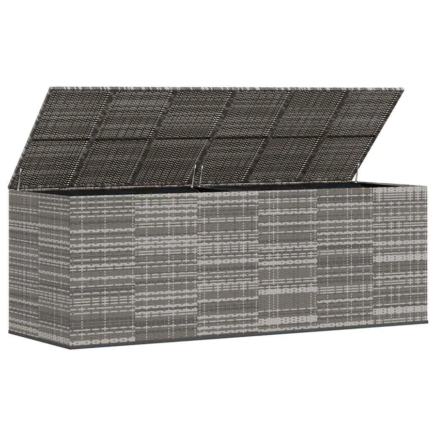 Boîte à coussins de jardin Résine tressée 291x100,5x104 cm Gris - 4