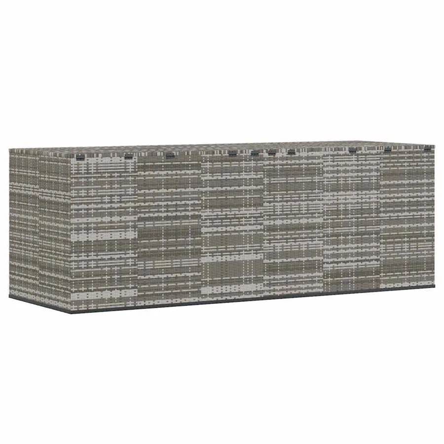 Boîte à coussins de jardin Résine tressée 291x100,5x104 cm Gris - 6