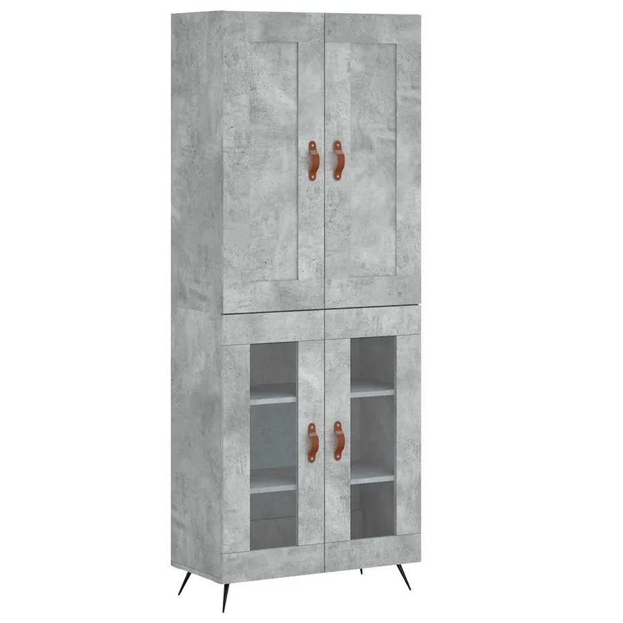 Buffet haut Gris béton 69,5x34x180 cm Bois d'ingénierie - 2