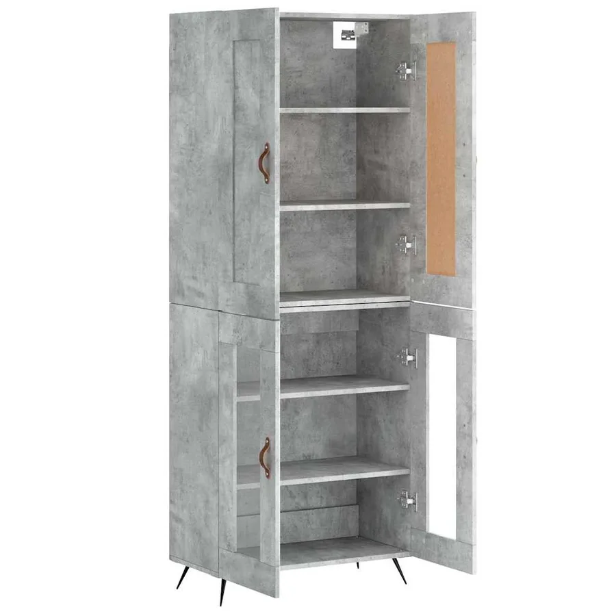 Buffet haut Gris béton 69,5x34x180 cm Bois d'ingénierie - 4