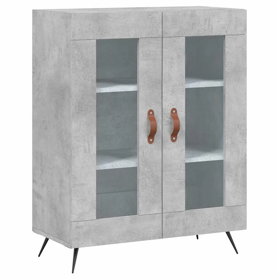 Buffet haut Gris béton 69,5x34x180 cm Bois d'ingénierie - 7