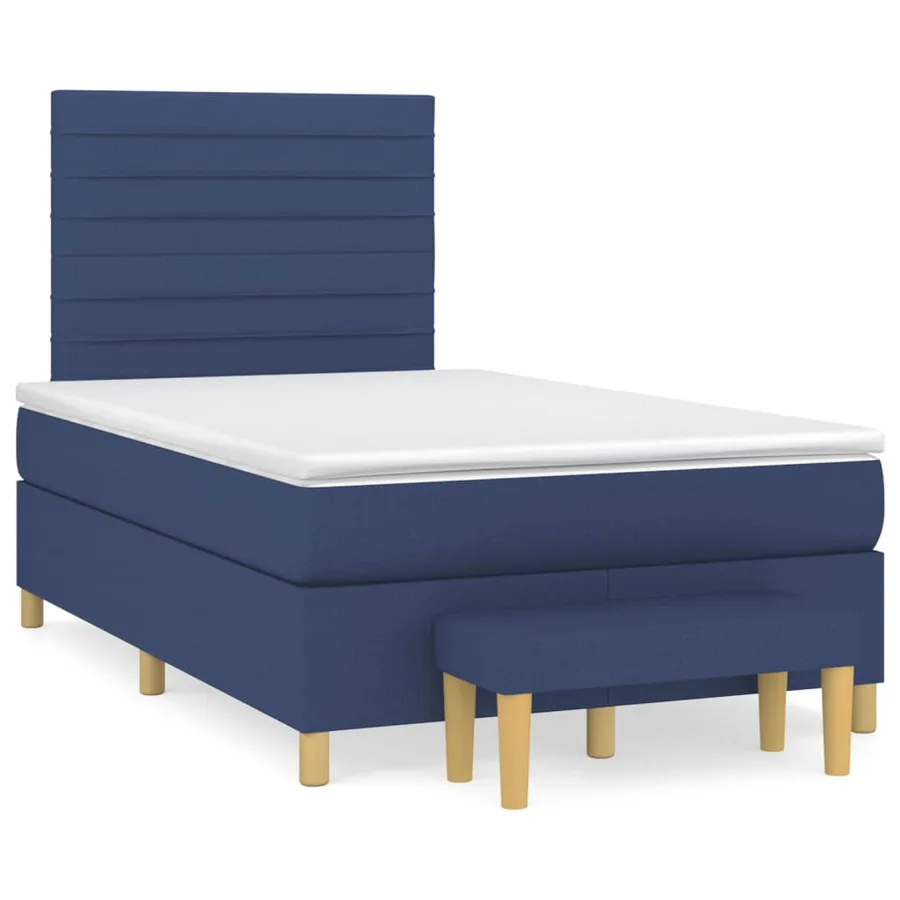 Sommier à lattes de lit avec matelas Bleu 120x200 cm Tissu - 2