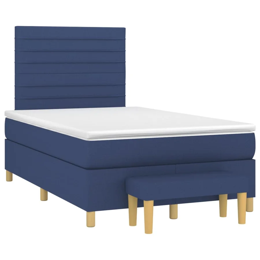 Sommier à lattes de lit avec matelas Bleu 120x200 cm Tissu - 3