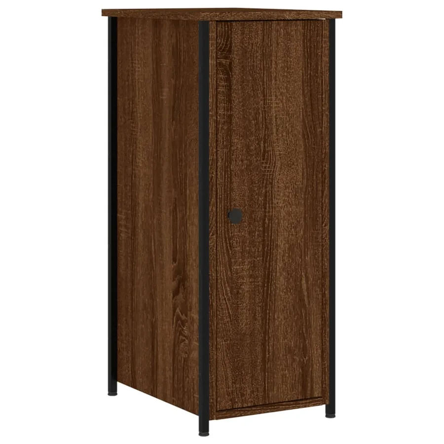 Table de chevet chêne marron 32x42x80 cm bois d'ingénierie - 2