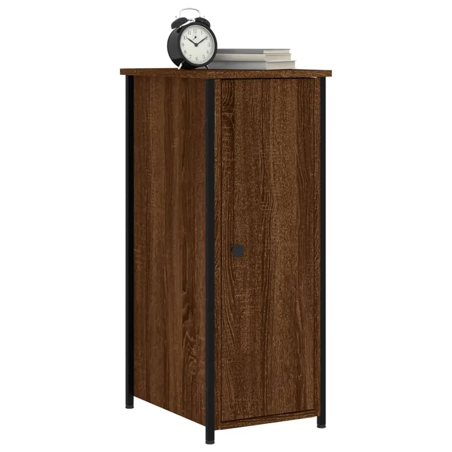 Table de chevet chêne marron 32x42x80 cm bois d'ingénierie - 3