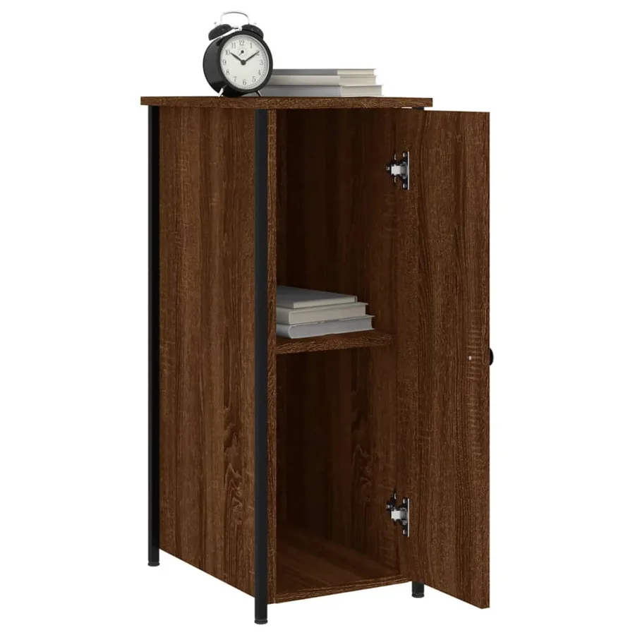 Table de chevet chêne marron 32x42x80 cm bois d'ingénierie - 4