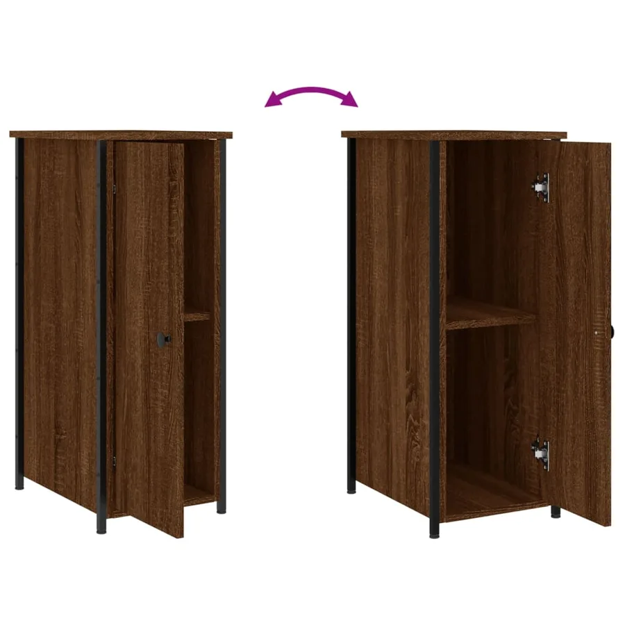 Table de chevet chêne marron 32x42x80 cm bois d'ingénierie - 9