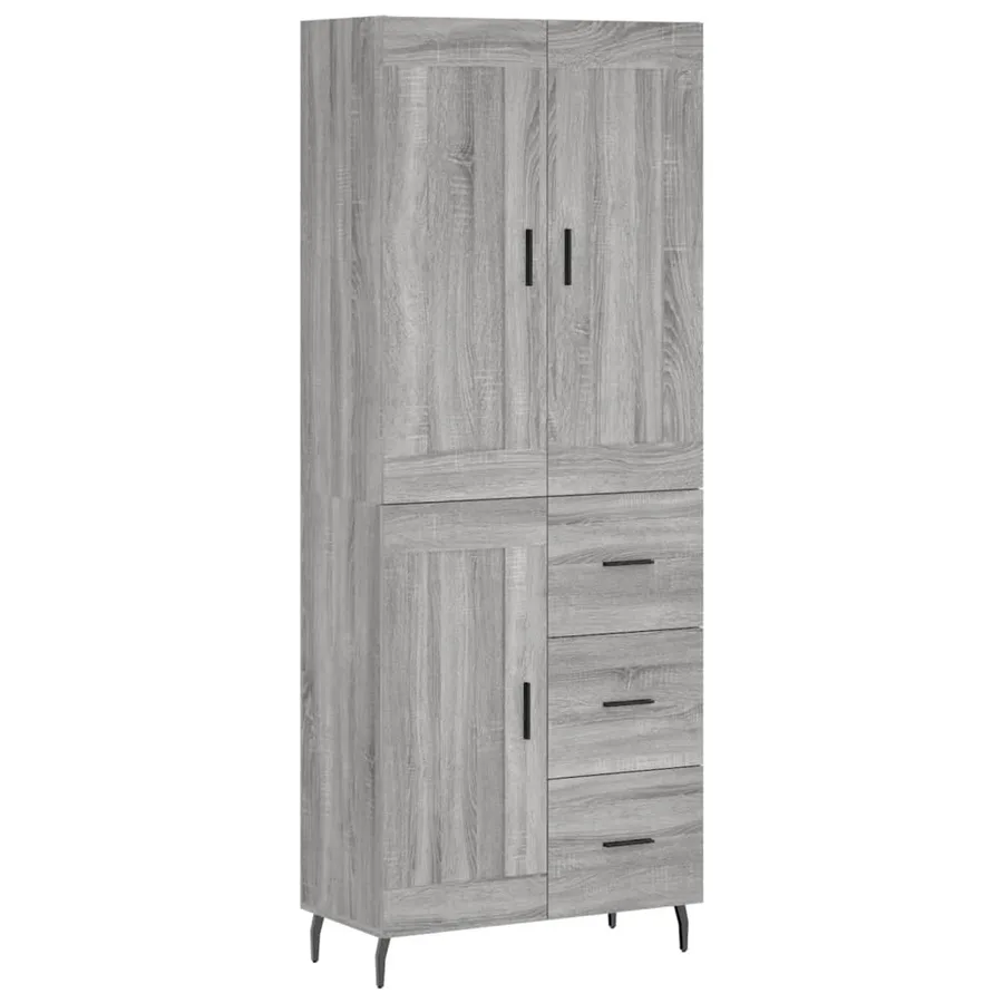 Buffet haut Sonoma gris 69,5x34x180 cm Bois d'ingénierie - 2