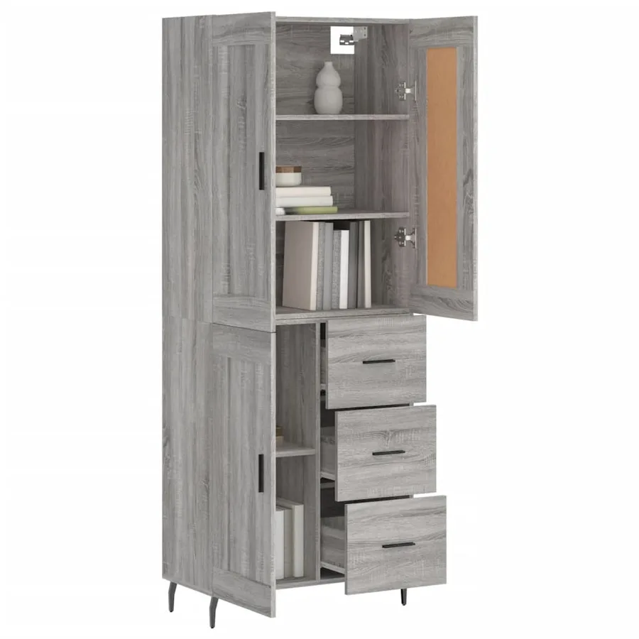 Buffet haut Sonoma gris 69,5x34x180 cm Bois d'ingénierie - 3