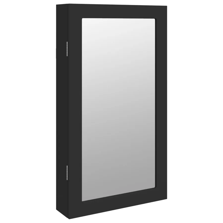 Armoire à bijoux avec miroir et éclairage LED mural noir - 2