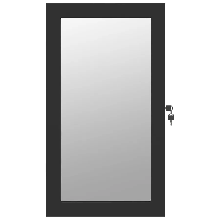 Armoire à bijoux avec miroir et éclairage LED mural noir - 4