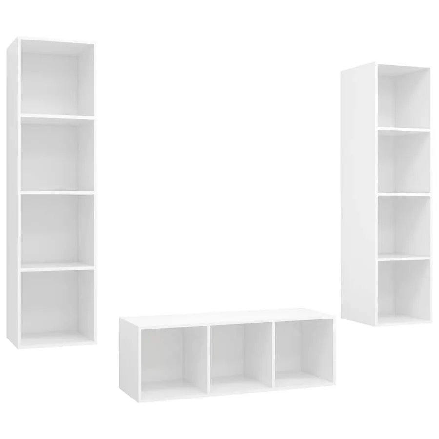 Ensemble de meuble TV 3 pcs Blanc Bois d'ingénierie - 2